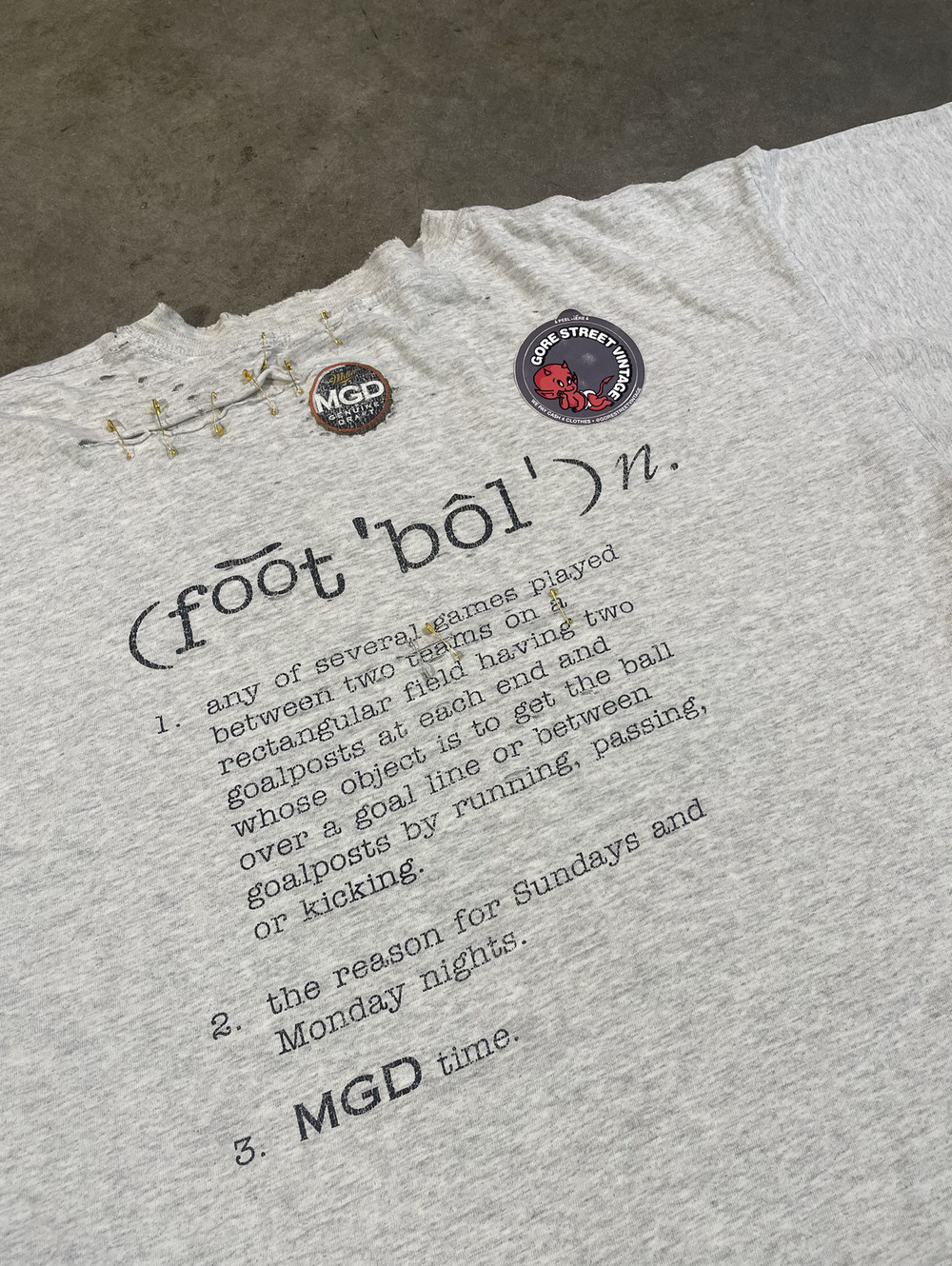 Vintage Thrashed & Distressed MGD Draft Beer Tee XL 24x28